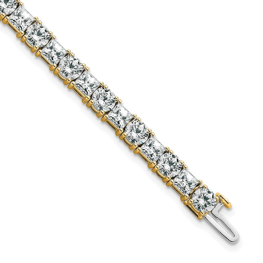 14K Yellow Gold Vs Def Cert. Lab Grown Princess And Round Diamond Tennis Bracelet