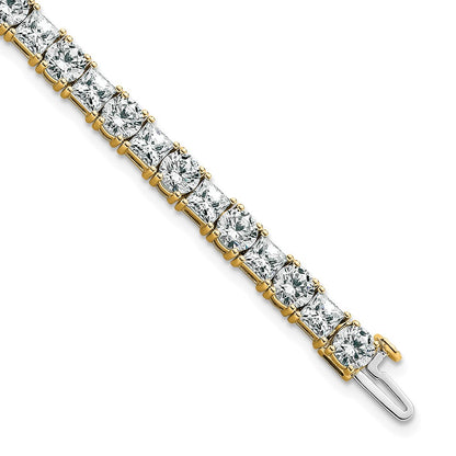 14K Yellow Gold Vs Def Cert. Lab Grown Princess And Round Diamond Tennis Bracelet