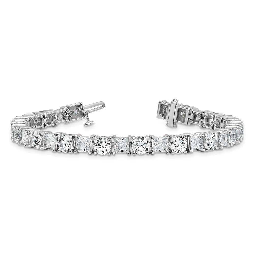 14K White Gold Wg Vs/Si Fgh Cert. Lab Grown Princess And Round Diamond Tennis Bracelet