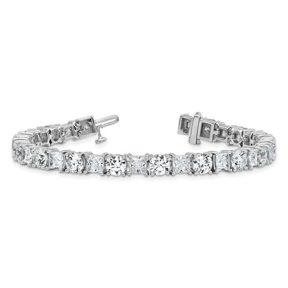 14K White Gold Wg Vs/Si Fgh Cert. Lab Grown Princess And Round Diamond Tennis Bracelet