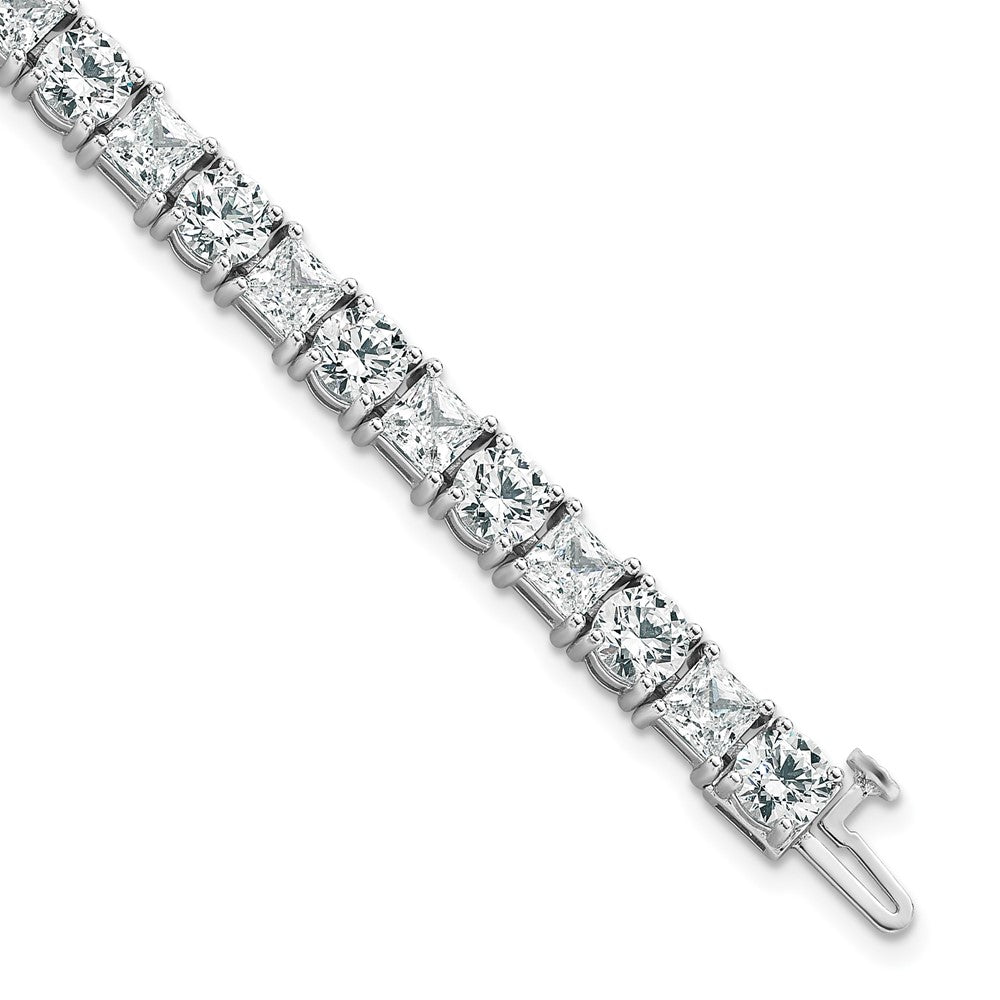 14K White Gold Wg Vs/Si Fgh Cert. Lab Grown Princess And Round Diamond Tennis Bracelet