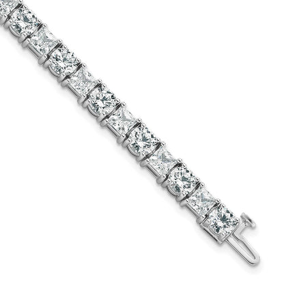 14K White Gold Wg Vs/Si Fgh Cert. Lab Grown Princess And Round Diamond Tennis Bracelet
