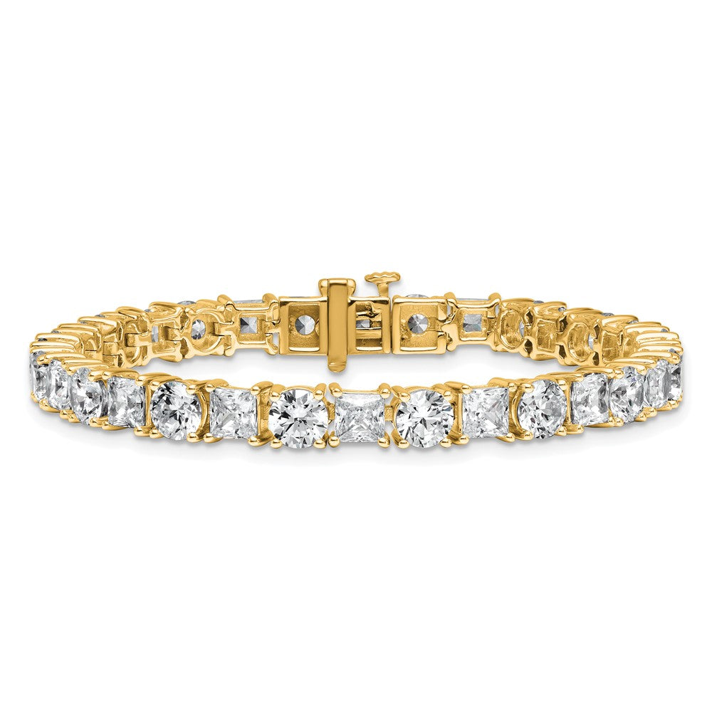 14K Yellow Gold Vs Def Cert. Lab Grown Princess And Round Diamond Tennis Bracelet