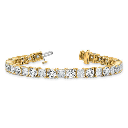 14K Yellow Gold Vs Def Cert. Lab Grown Princess And Round Diamond Tennis Bracelet