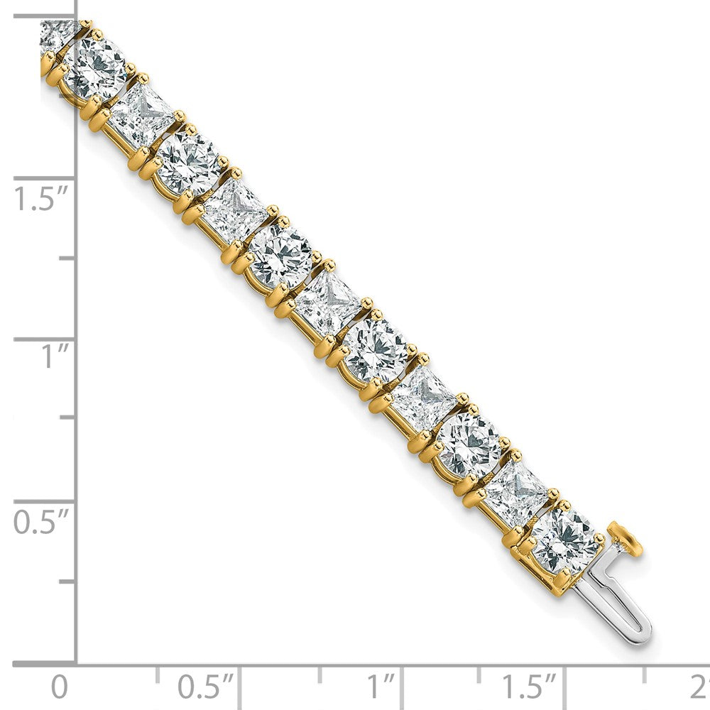 14K Yellow Gold Vs Def Cert. Lab Grown Princess And Round Diamond Tennis Bracelet