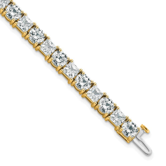 14K Yellow Gold Vs Def Cert. Lab Grown Princess And Round Diamond Tennis Bracelet