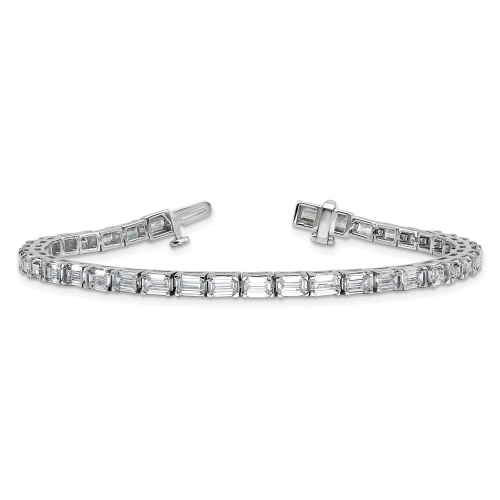 14K White Gold Cert. Lab Grown Diamond Vs Def Emerald Tennis Bracelet