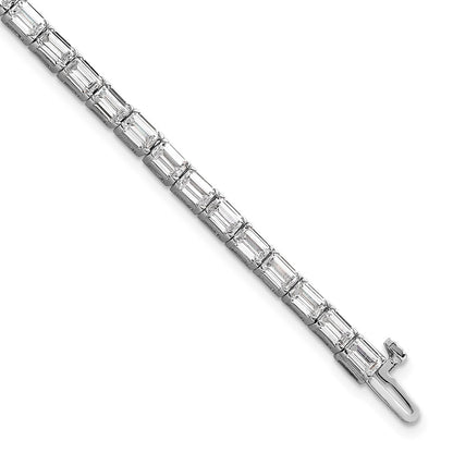 14K White Gold Cert. Lab Grown Diamond Vs Def Emerald Tennis Bracelet