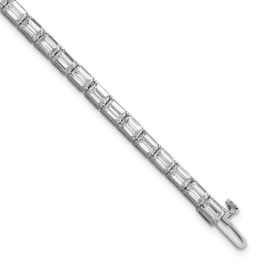 14K White Gold Cert. Lab Grown Diamond Vs Def Emerald Tennis Bracelet