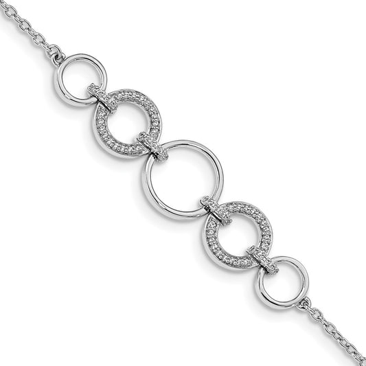 14k White Gold Natural Diamond Circles Bracelet