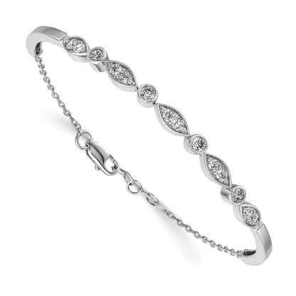14k White Gold 1 Ct. Lab Grown Diamond VS/SI+ G+ Bangle Bracelet