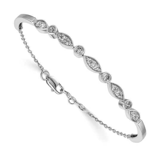 14k White Gold Natural Diamond Bangle Bracelet
