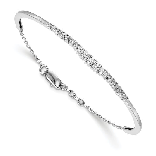 14k White Gold 3/4 Ct. Lab Grown Diamond VS/SI+ G+ Graduated Bangle Bracelet
