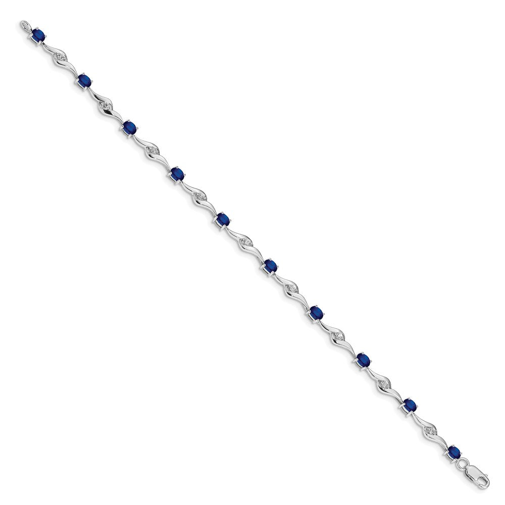 10K White Gold Blue Sapphire/White Sapphire Bracelet