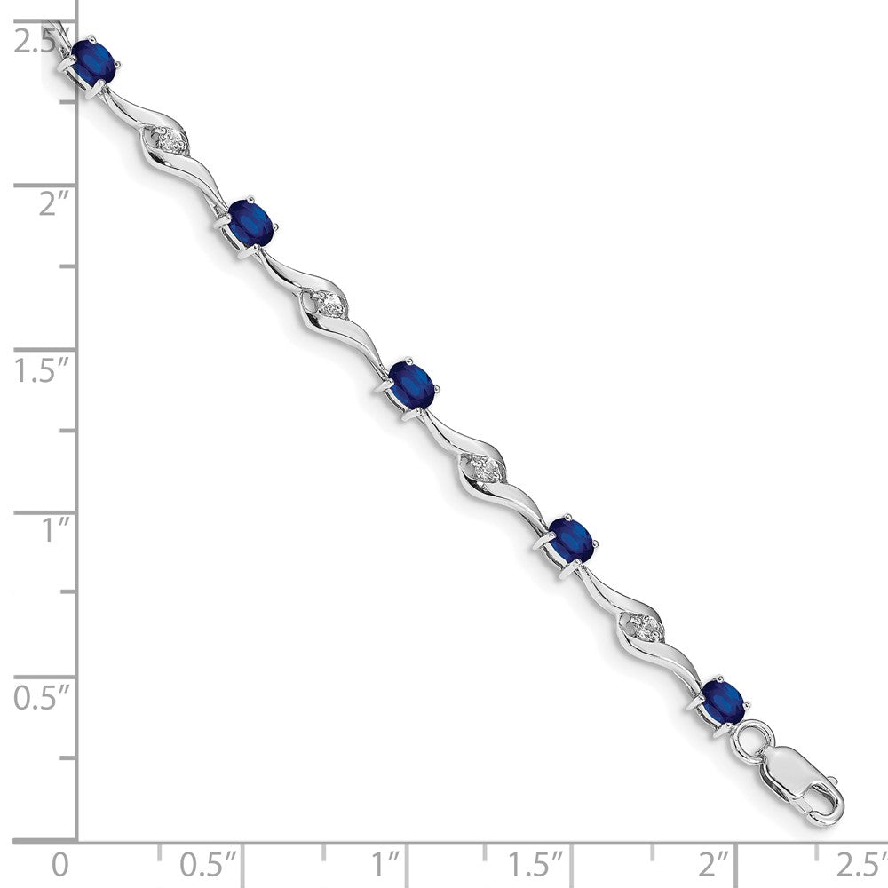 10K White Gold Blue Sapphire/White Sapphire Bracelet