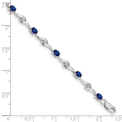 10K White Gold Blue Sapphire/White Sapphire Bracelet
