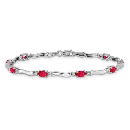 10K White Gold Diamond And Ruby Bracelet
