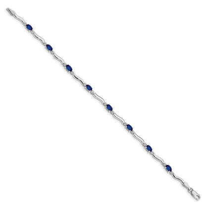 10K White Gold Diamond And Sapphire Bracelet