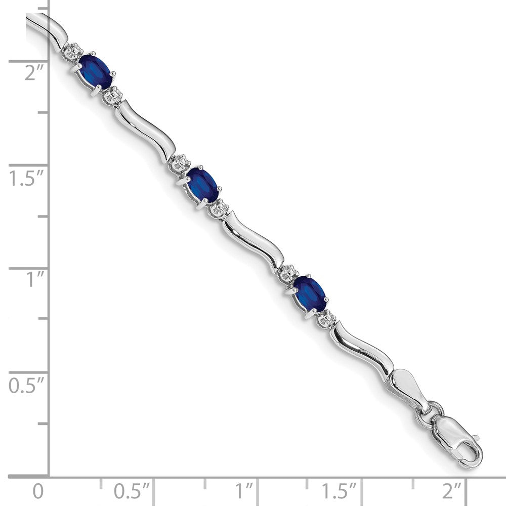 10K White Gold Diamond And Sapphire Bracelet