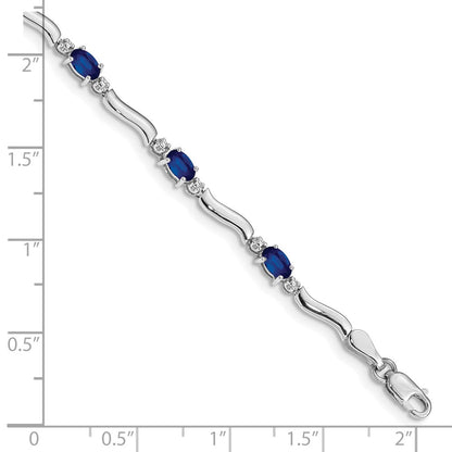 10K White Gold Diamond And Sapphire Bracelet