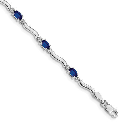 10K White Gold Diamond And Sapphire Bracelet