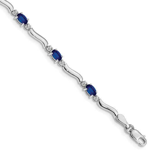10K White Gold Diamond And Sapphire Bracelet