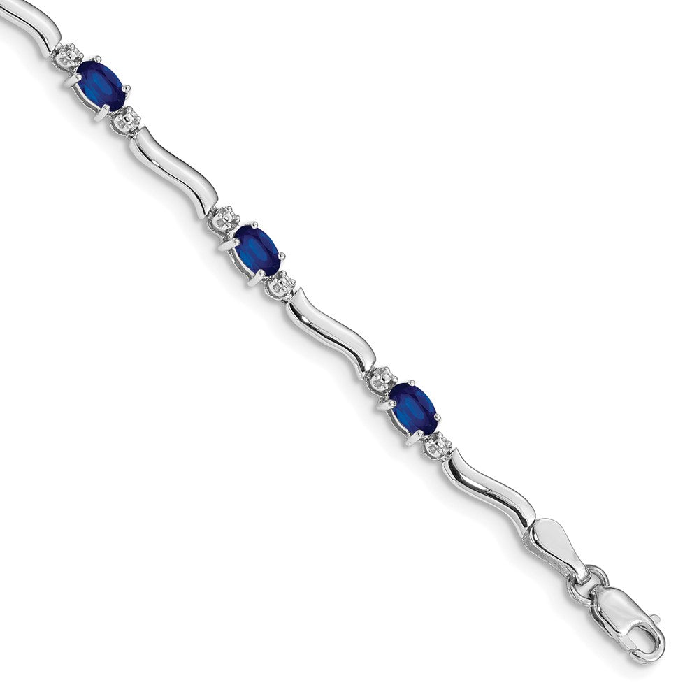 14k White Gold Natural Diamond and Sapphire Bracelet