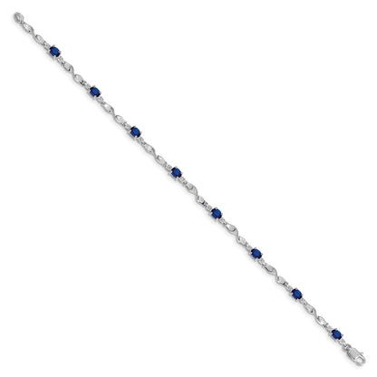 10K White Gold Diamond And Sapphire Bracelet