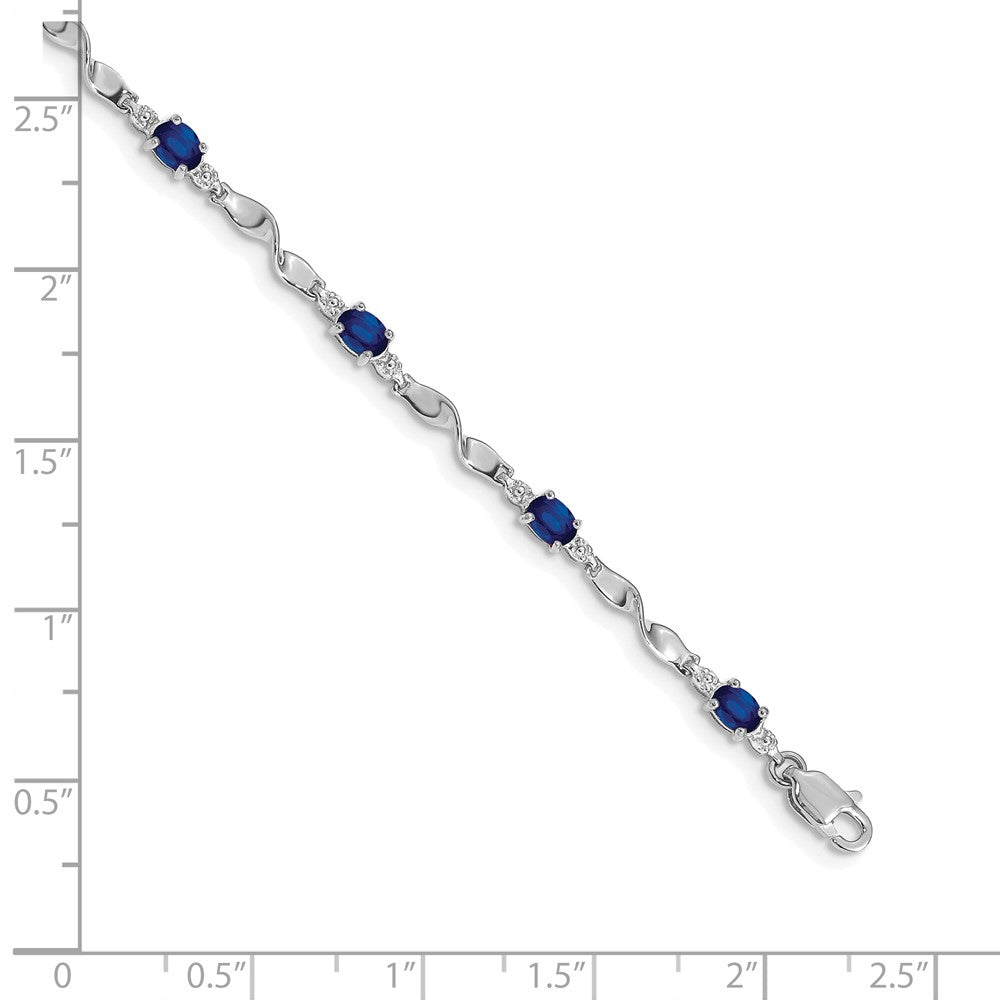 10K White Gold Diamond And Sapphire Bracelet