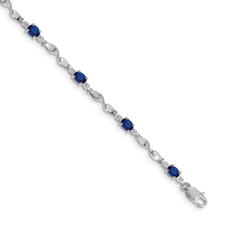10K White Gold Diamond And Sapphire Bracelet