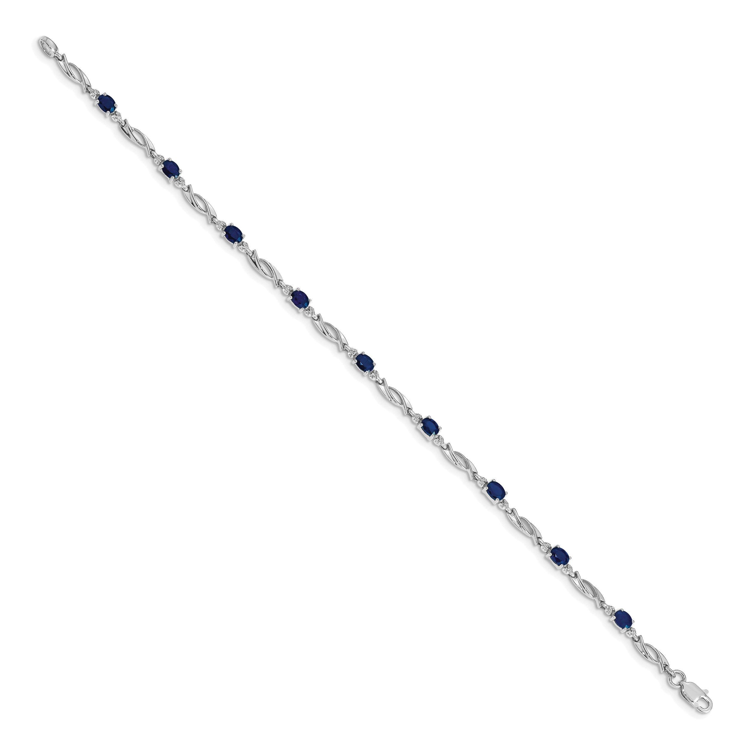 10K White Gold Diamond And Sapphire Bracelet
