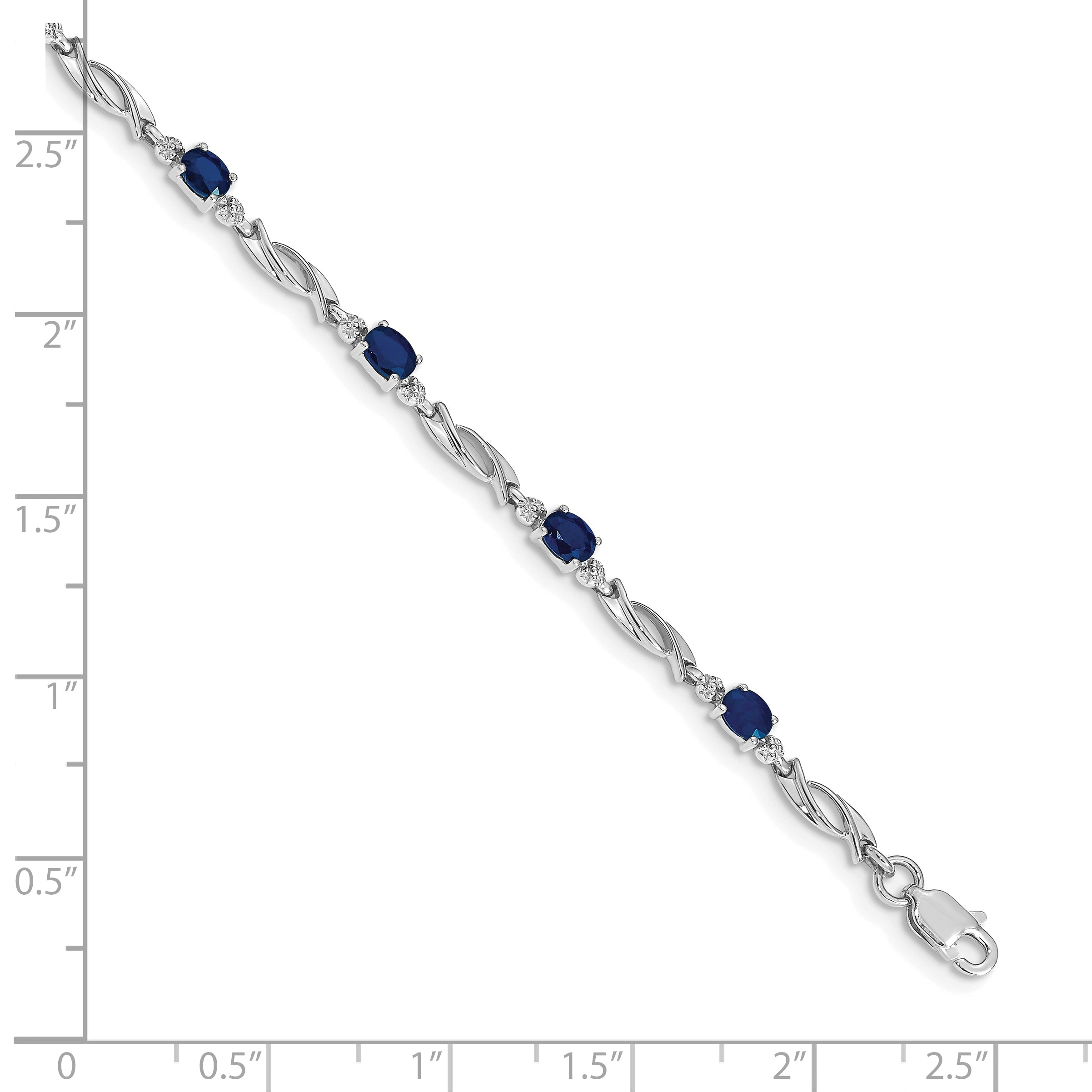 10K White Gold Diamond And Sapphire Bracelet
