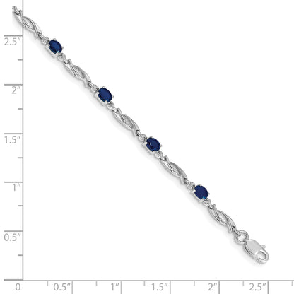 10K White Gold Diamond And Sapphire Bracelet