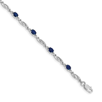 10K White Gold Diamond And Sapphire Bracelet