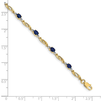 10K Yellow Gold Diamond And Oval Sapphire Bracelet