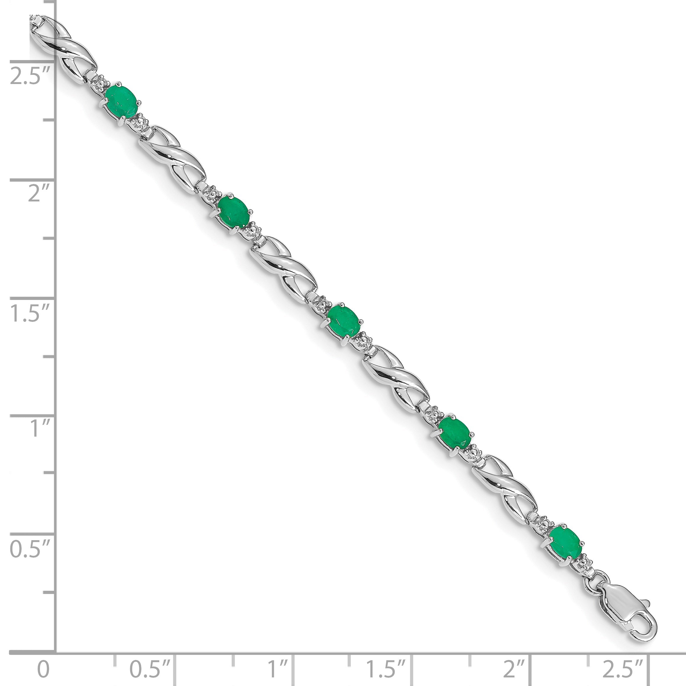 10K White Gold Diamond And Emerald Bracelet
