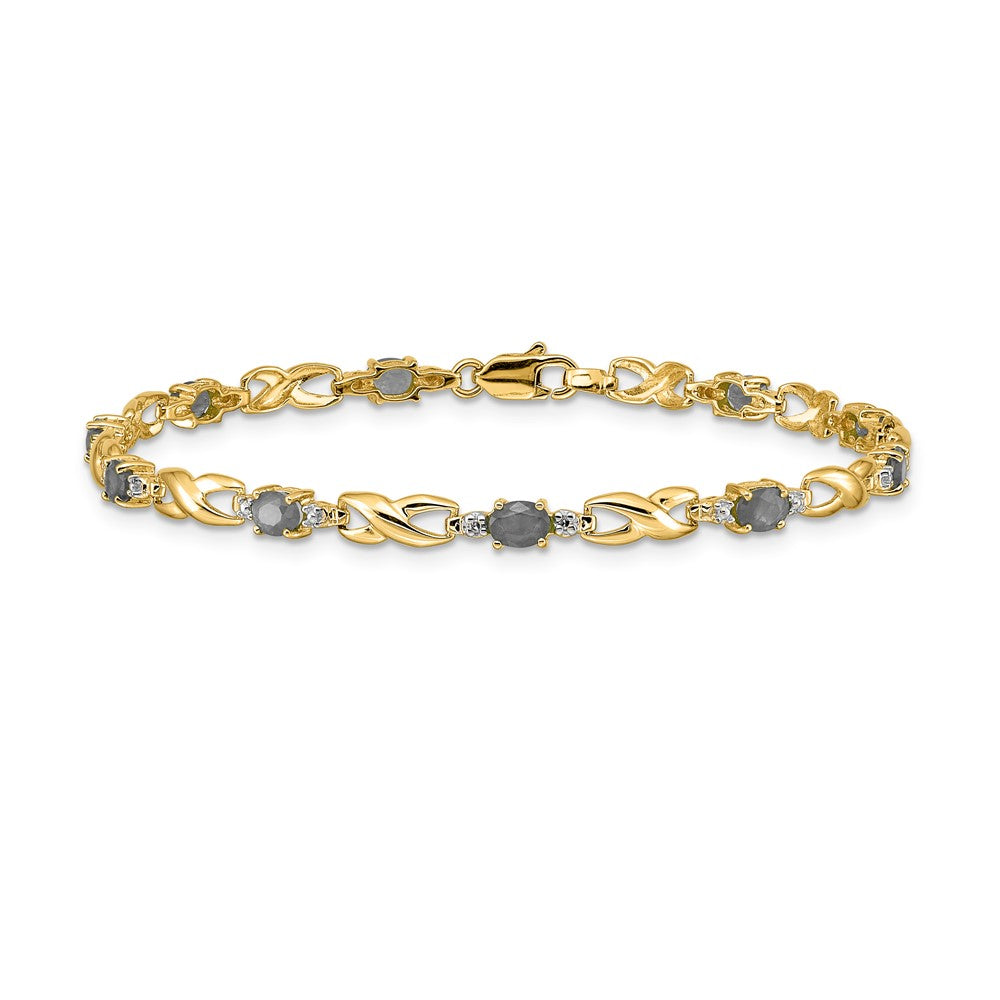 14k Yellow Gold Natural Diamond and Oval Emerald Bracelet