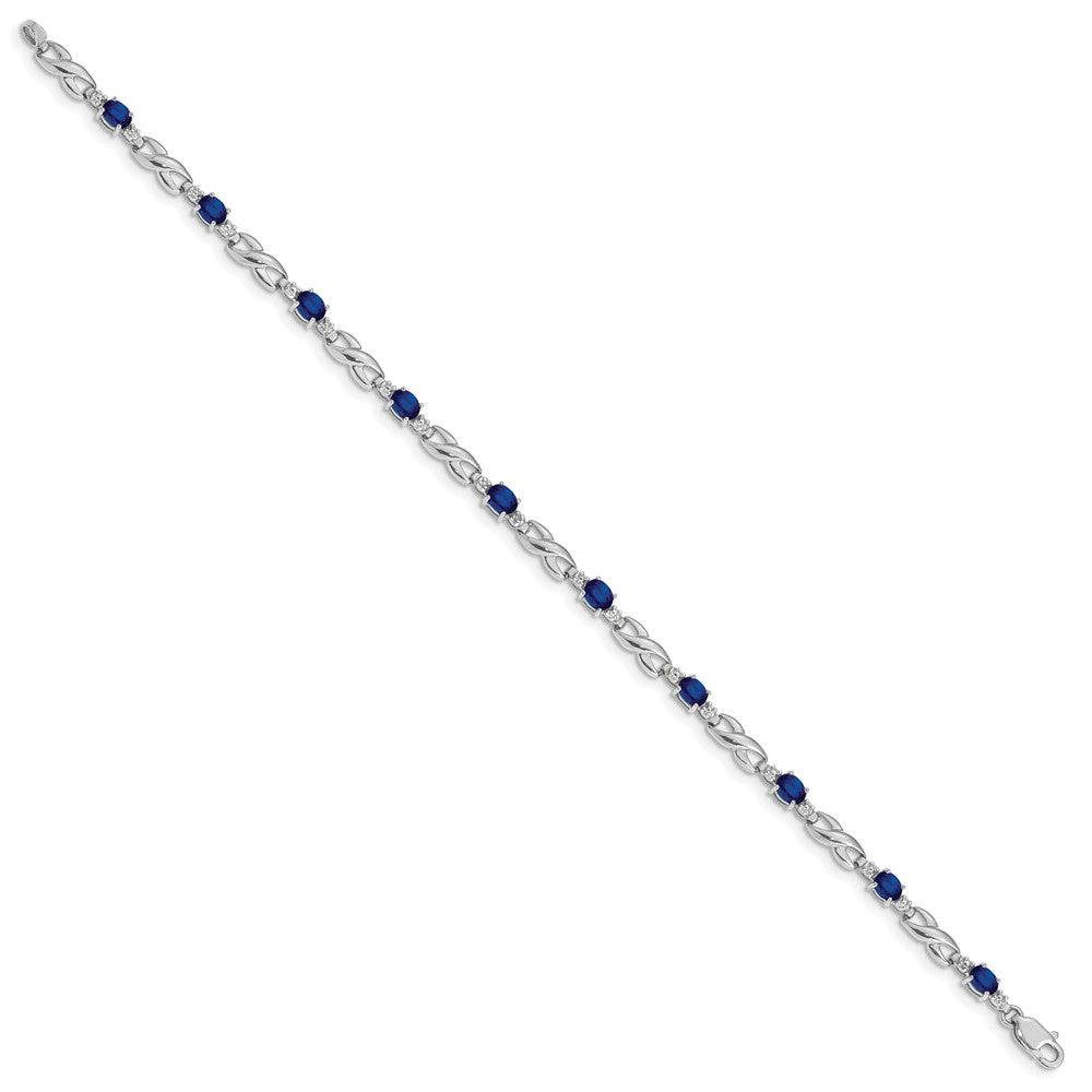 10K White Gold Diamond And Sapphire Bracelet