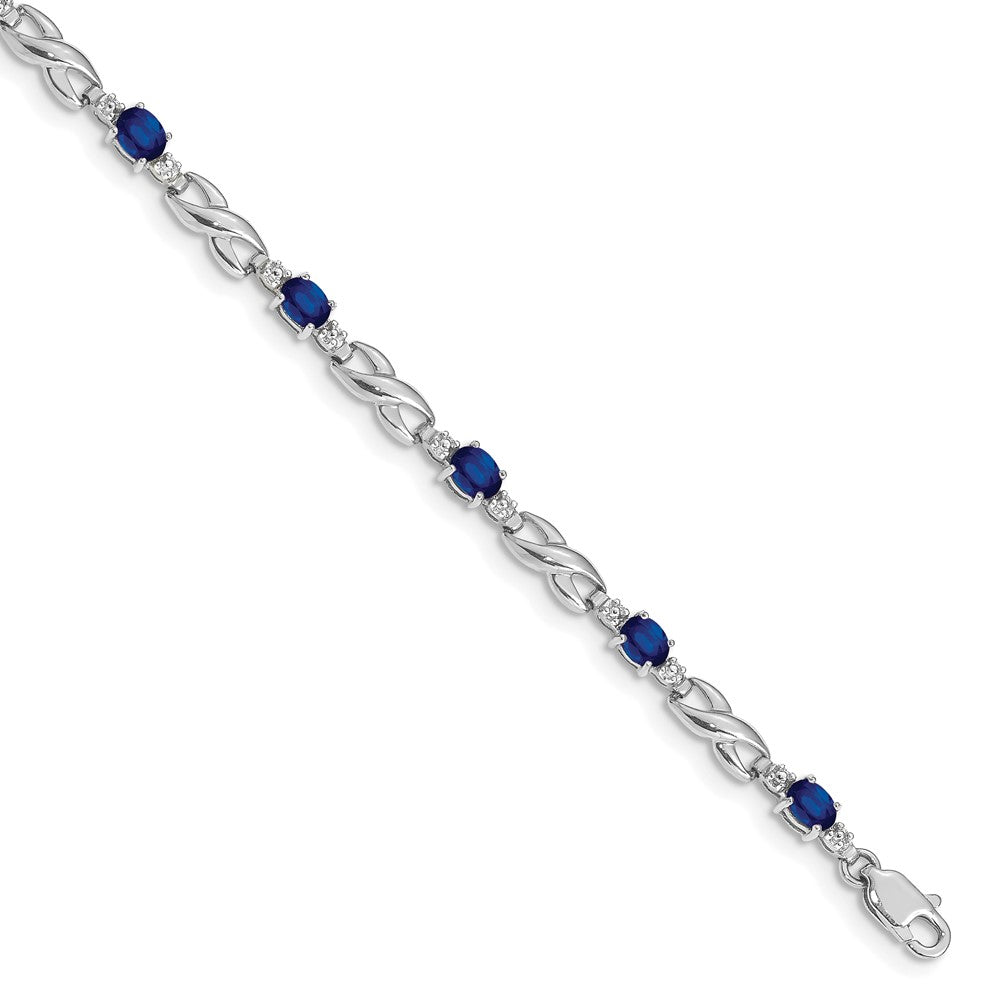 10K White Gold Diamond And Sapphire Bracelet