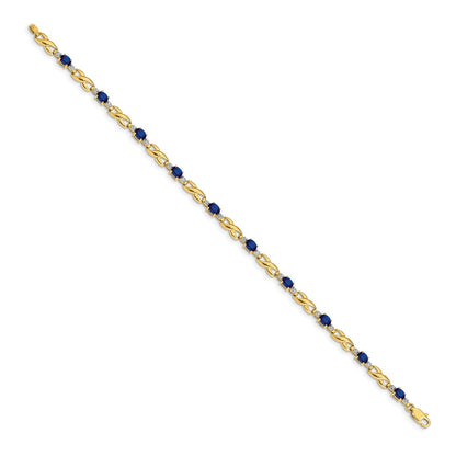 10K Yellow Gold Diamond And Oval Sapphire Bracelet