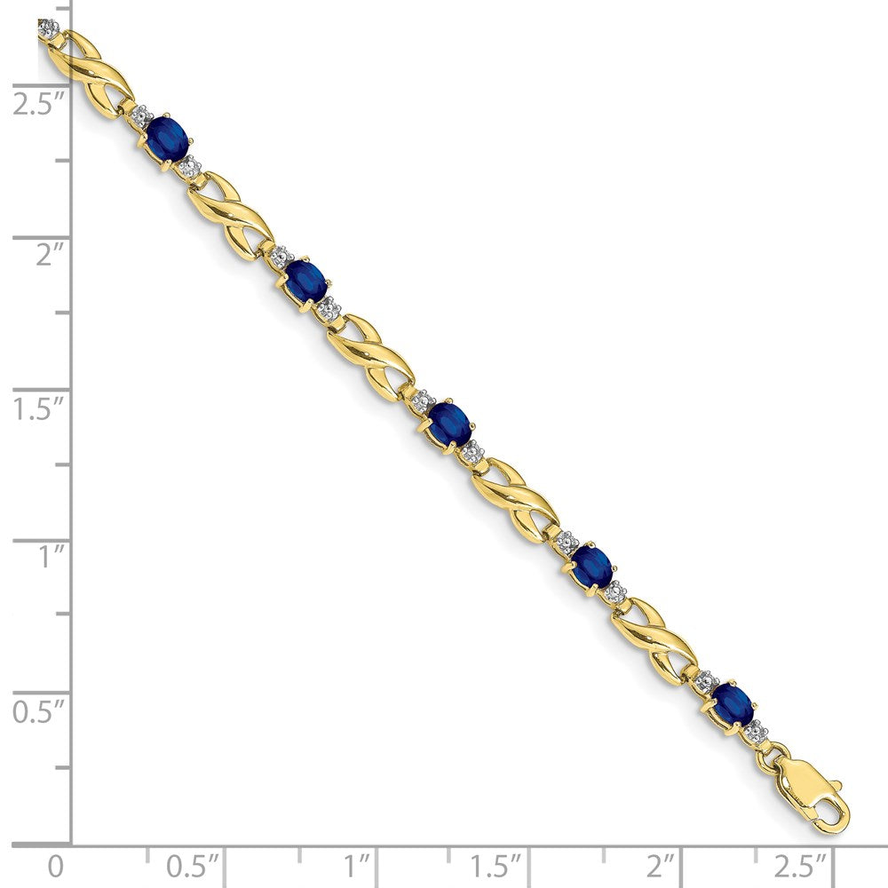 10K Yellow Gold Diamond And Oval Sapphire Bracelet