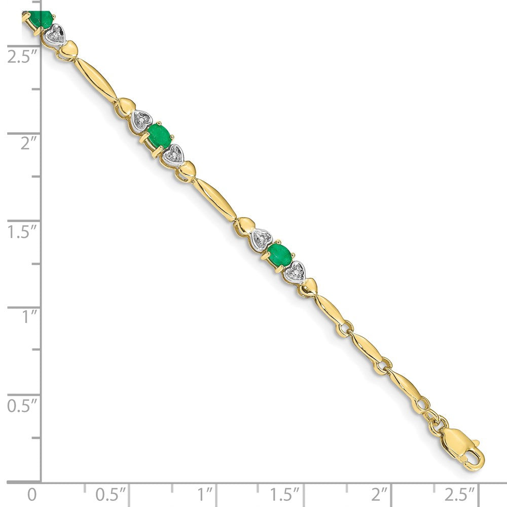 10K Yellow Gold Diamond And Emerald Bracelet