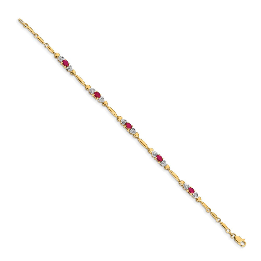 10K Yellow Gold Diamond And Ruby Bracelet