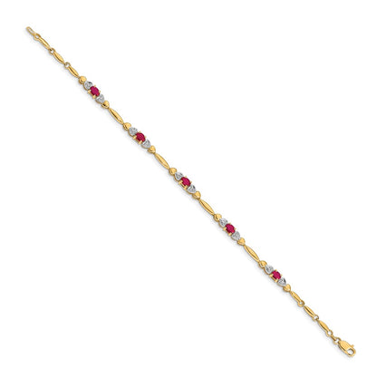 10K Yellow Gold Diamond And Ruby Bracelet