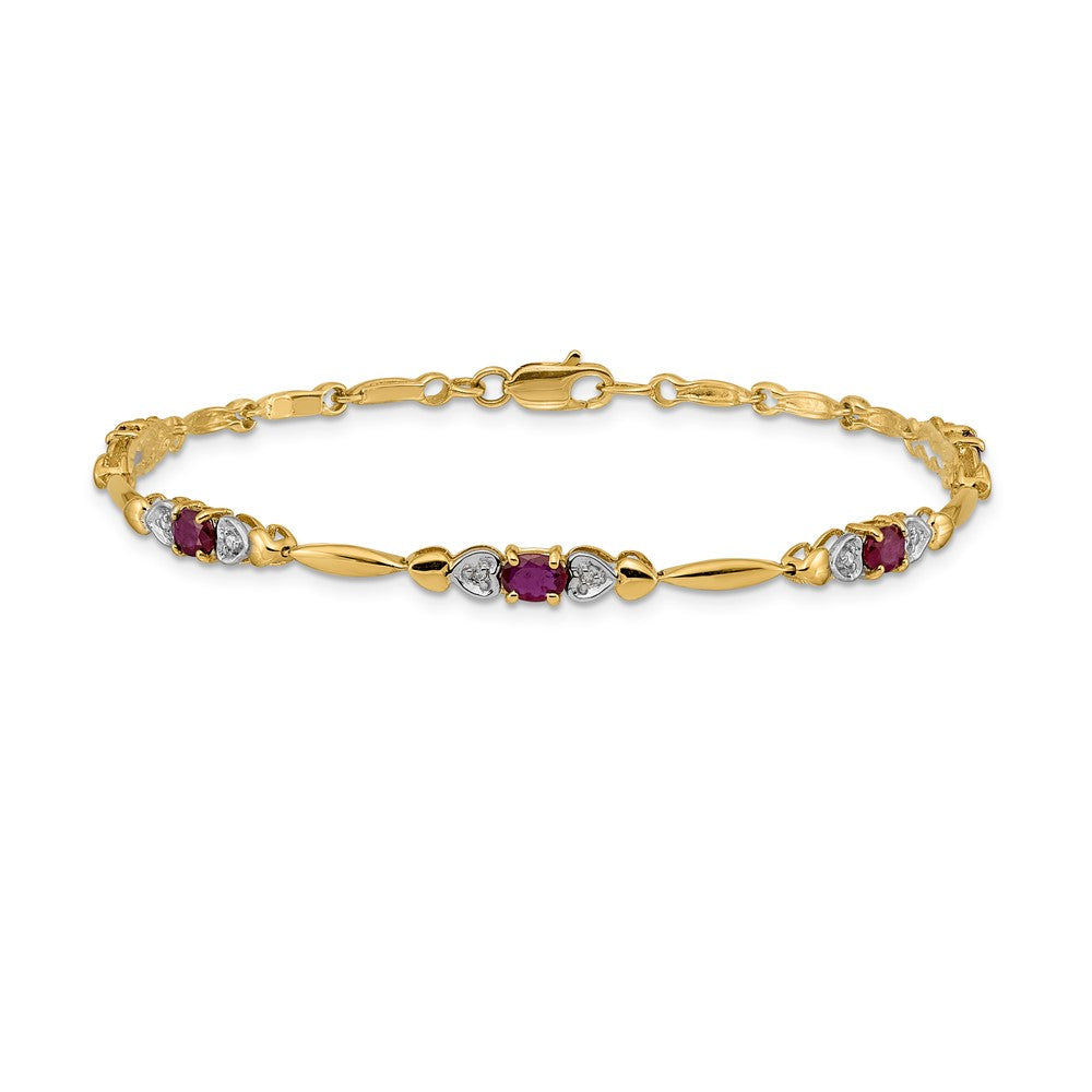 10K Yellow Gold Diamond And Ruby Bracelet