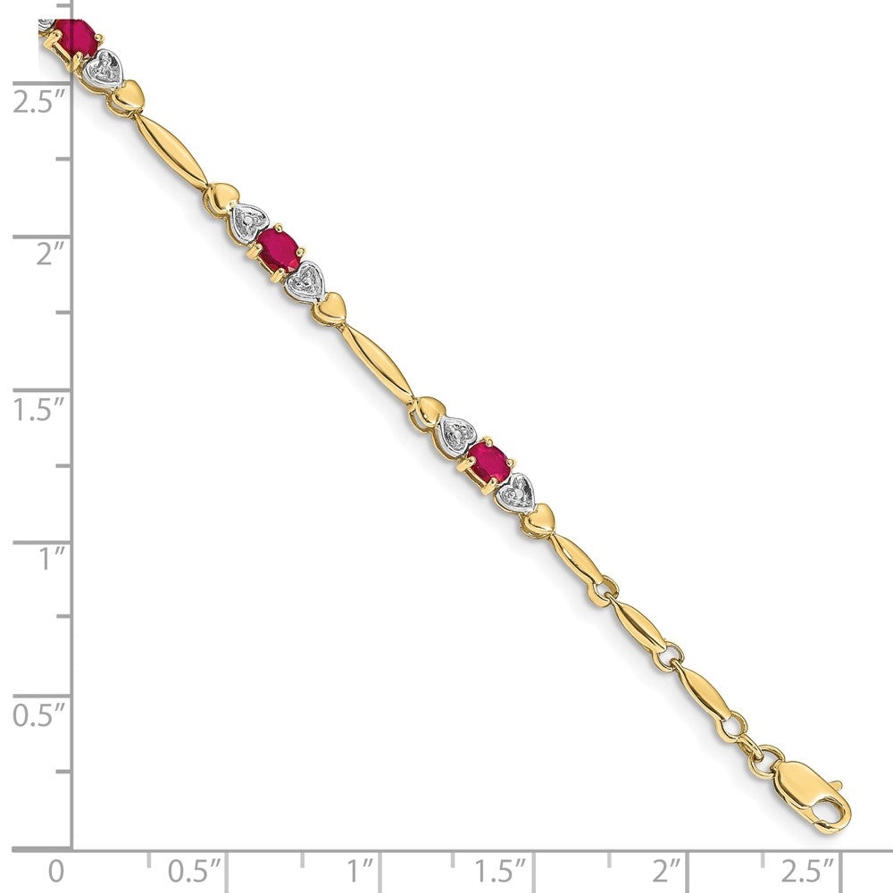 10K Yellow Gold Diamond And Ruby Bracelet