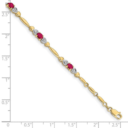 10K Yellow Gold Diamond And Ruby Bracelet