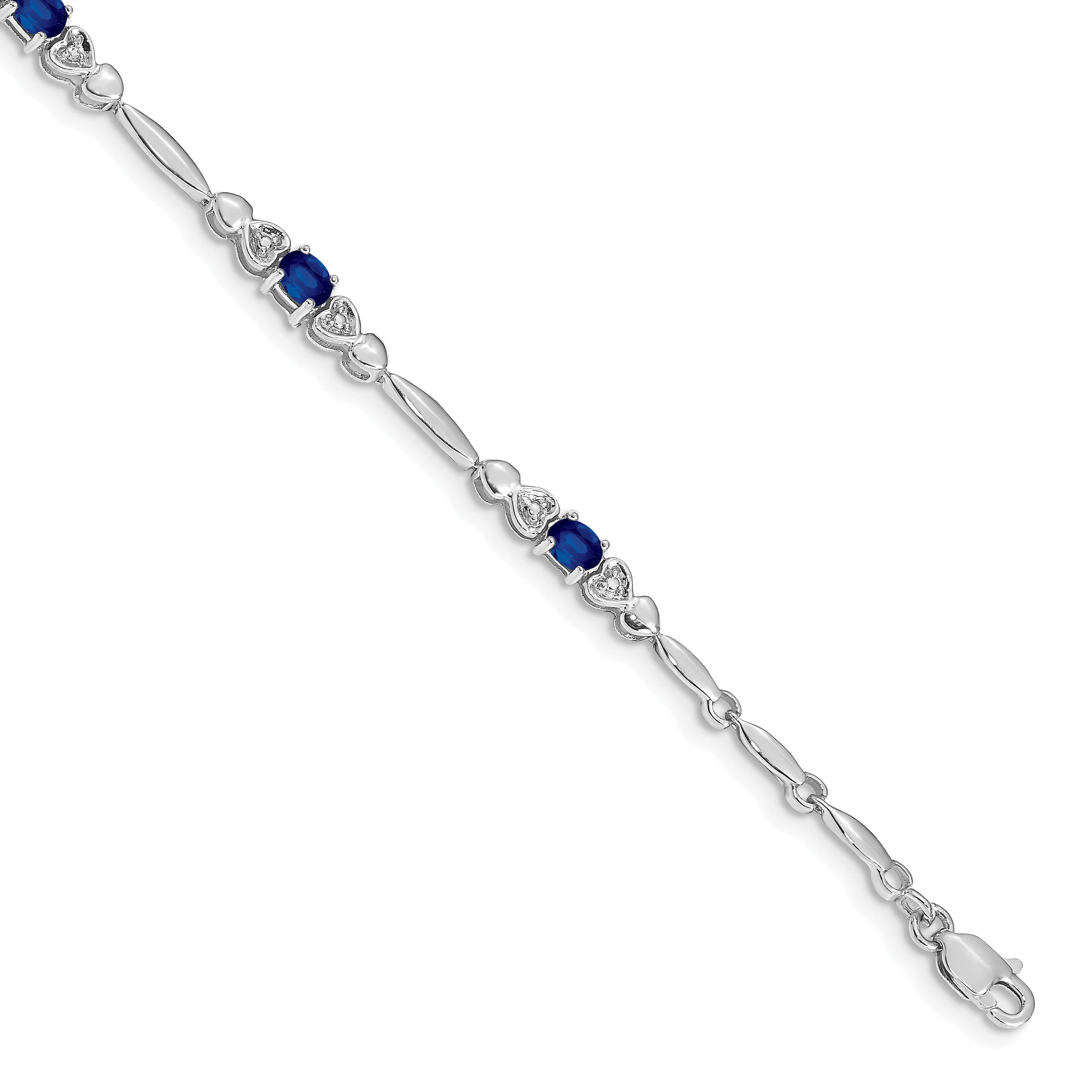 10K White Gold Diamond And Sapphire Bracelet