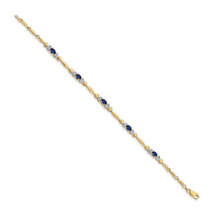 10K Yellow Gold Diamond And Sapphire Bracelet