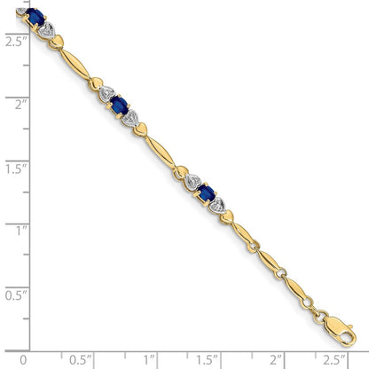 10K Yellow Gold Diamond And Sapphire Bracelet